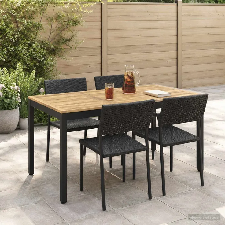 vidaXL Gartentisch NAARDEN Weiß gewaschen und Schwarz 901764
