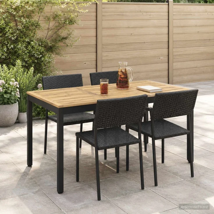 vidaXL Gartentisch NAARDEN Weiß gewaschen und Schwarz 901764 – Bild 1