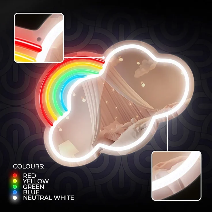 Forever Light LED Neon Dekolicht mit Spiegel Wandkunst Wanddekoration Cloud – Bild 2