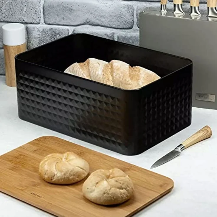 Kinghoff Kinghoff Brotkasten aus Stahl mit Bambusbrett 40230 – Bild 3
