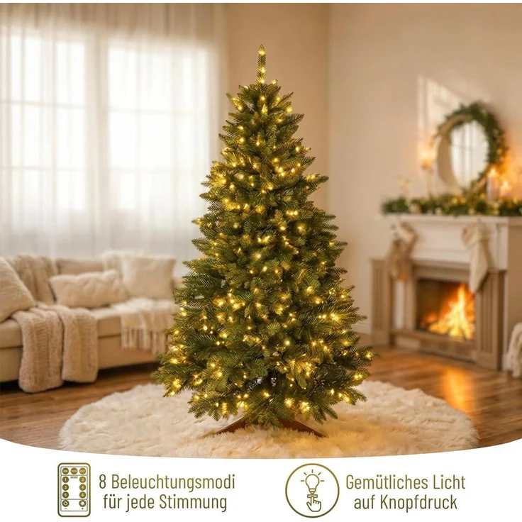 PURE LIVING INTERIOR DESIGN Künstlicher Weihnachtsbaum 180 cm Nordmanntanne, mit Beleuchtung, 440 LEDs – Bild 4