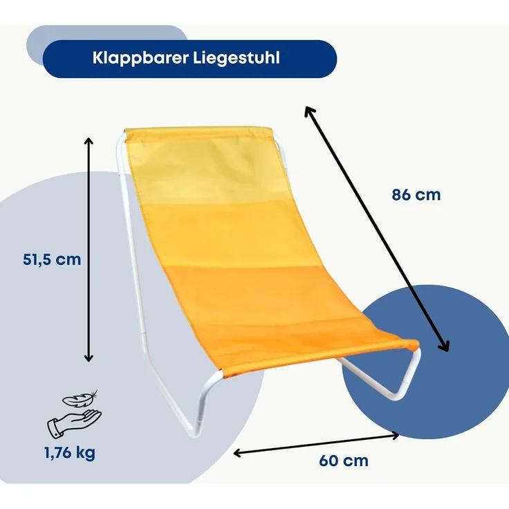 Vilde - Gartenliege Sonnenliege Klappbar - Sonnenliegen - Klappbare Garten Liege Gartenliegen Leicht - Strandliege Liegestuhl Balkon Balkonliege - Strandstuhl tragbar - gelb oange – Bild 3
