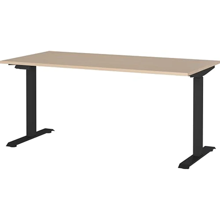 Germania Schreibtisch 7908-665, in Lindberg-Eiche-Nb./Schwarz, EL. höhenverstellbar, 160 x 120 x 80 cm (BxHxT) – Bild 2