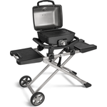 BURNHARD® 1-Brenner Gasgrill WAYNE JR. mit Rollwagen 3,6 kW – Tragbarer Balkongrill - Tischgasgrill klein mit Aludruckguss Brennkammer inkl. Abdeckhaube und Gasflaschenadapter – Gusseisen Grillrost - Schwarz - #946648