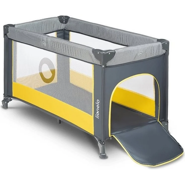 LIONELO Stefi Baby Laufstall, Kinderbett, Reisebett ab Geburt bis 15 kg, Seiteneingang, Sicherungssystem LockGuard, Blockade der Räder, Tragetasche, zusammenklappbar – Bild 3