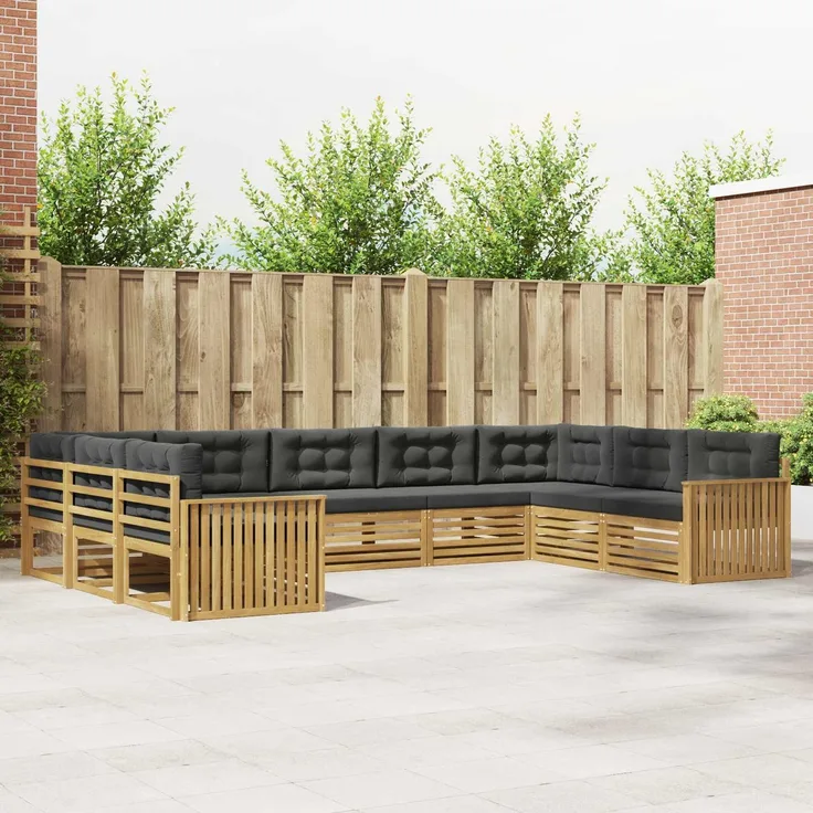 vidaXL Outdoor-Sofagarnitur 9 stk. 9-Sitzer Weiß und Anthrazit 3391152