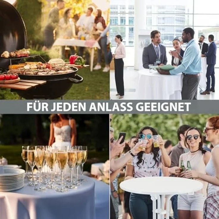 2x Stehtisch klappbar Ø 70 cm Höhe 110 cm Stahl Gastrotisch Partytisch Bistrotisch in Weiß – Bild 5