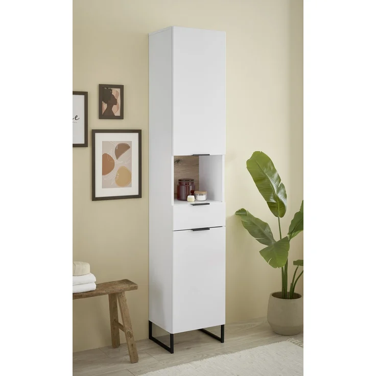 Badezimmer-Set >Denver< (4-tlg.) in weiß matt / Evoke Eiche Dekor - 200x195x35 (BxHxT) – Bild 5