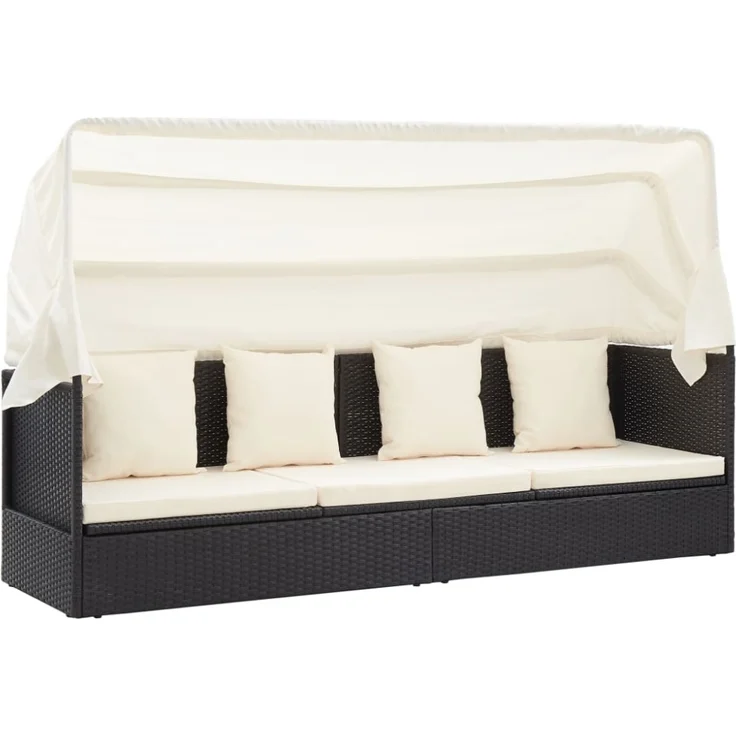 vidaXL Garten-Sonneninsel mit Dach Schwarz Poly Rattan 46156 – Bild 10
