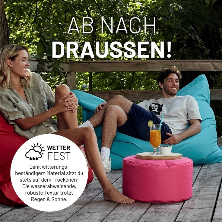 Lumaland Sitzsack-Hocker Pouf rund 50l pastellpink – Bild 5