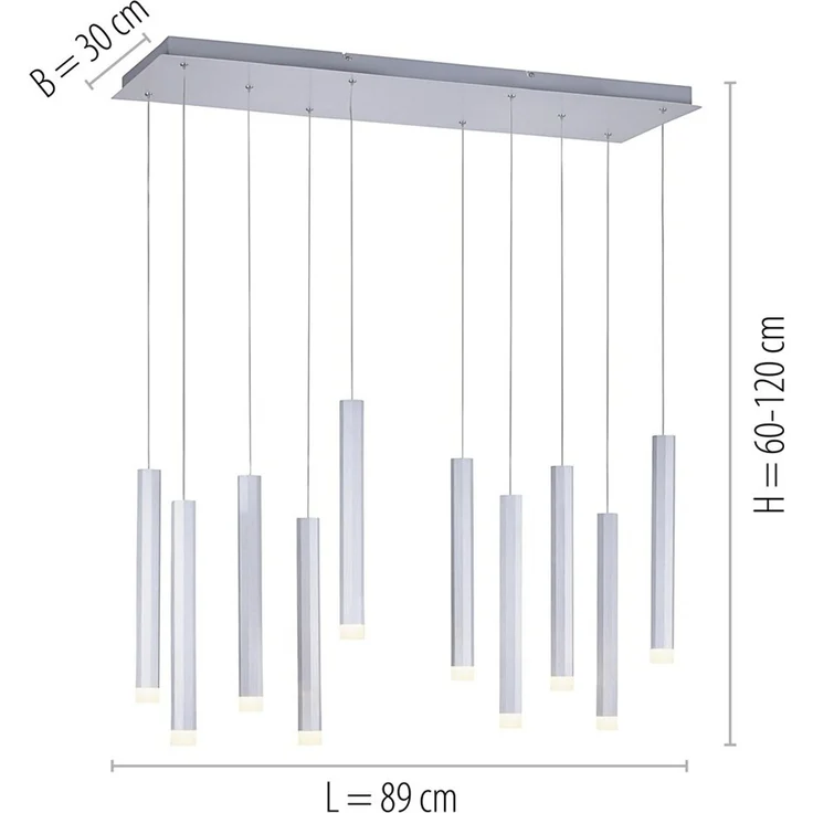 JUST LIGHT 15206-95 BRUNO LED Pendelleuchte 10-flammig alu silber 3000K – Bild 5