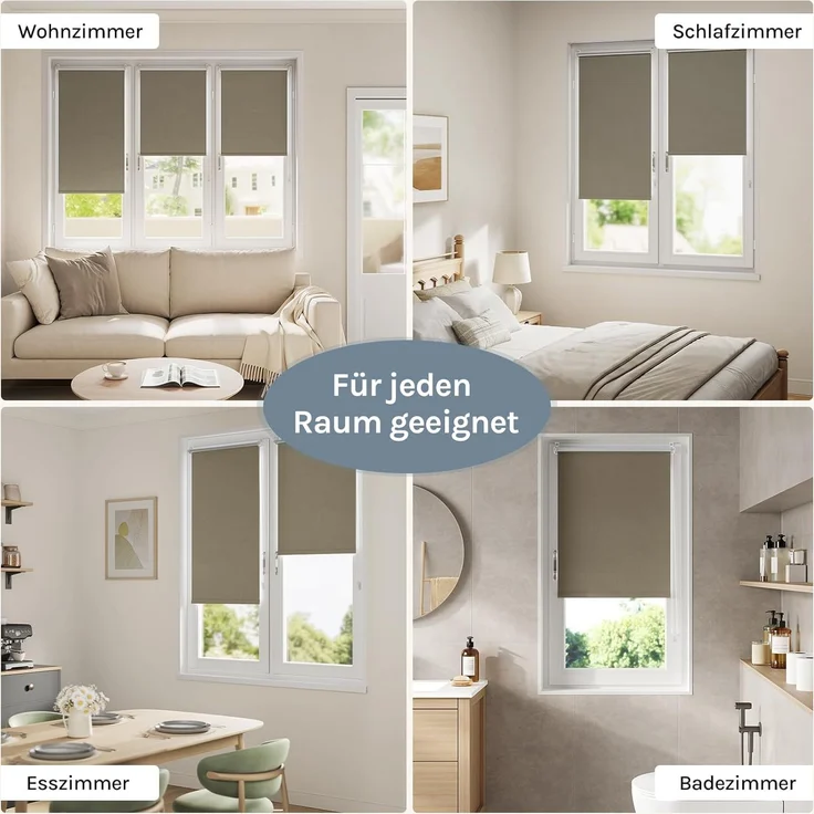 WOLTU Verdunkelungsrollo ohne Bohren, Thermo Verdunkelungsrollo mit Kette, Sichtschutz, für Türen und Fenster, 120 x 160 cm, Taupe – Bild 7