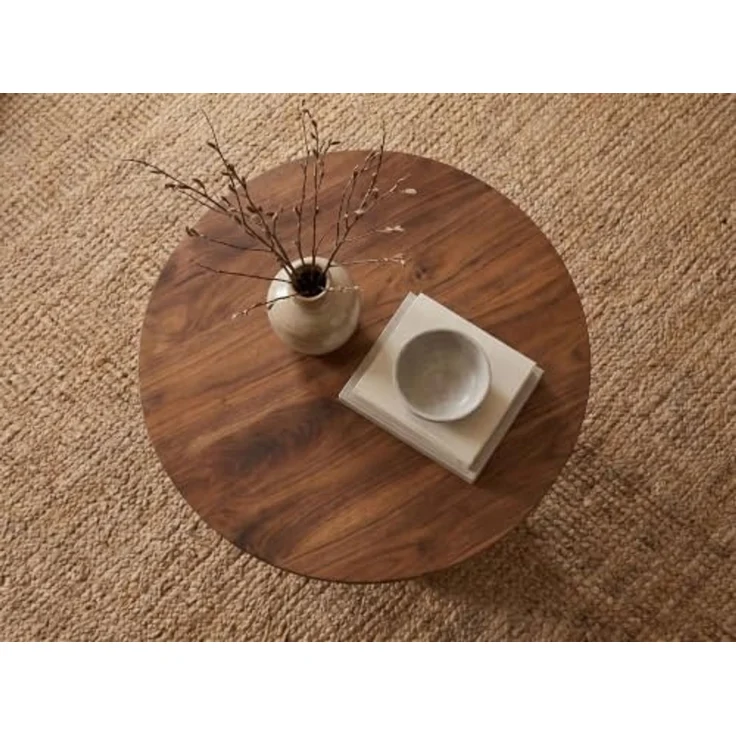 FINEBUY Couchtisch FB117749 Massivholz 60cm Wohnzimmertisch Sofatisch Beistelltisch Tisch (Skulpturaler Wohnzimmertisch aus Mangoholz), Runder Kaffeetisch mit markantem Tropfenfuß – Bild 6