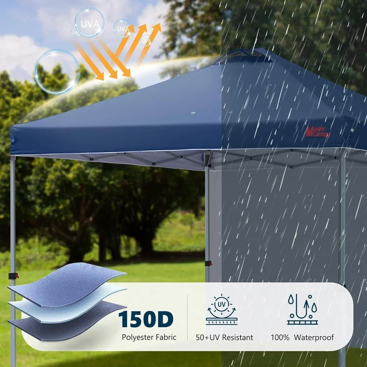 MasterCanopy 3x3m Pop up Pavillon Festzelt mit Seitenwand Marineblau – Bild 9
