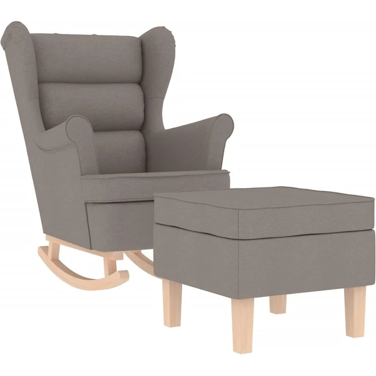 vidaXL Schaukelstuhl mit Fußhocker Taupe Stoff 3308003 – Bild 1