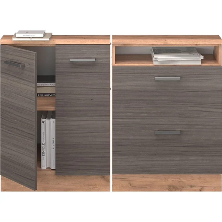 Küchenschrank für Dachschrägen R-Line Edelgrau 120 cm 2er Set Vicco – Bild 6