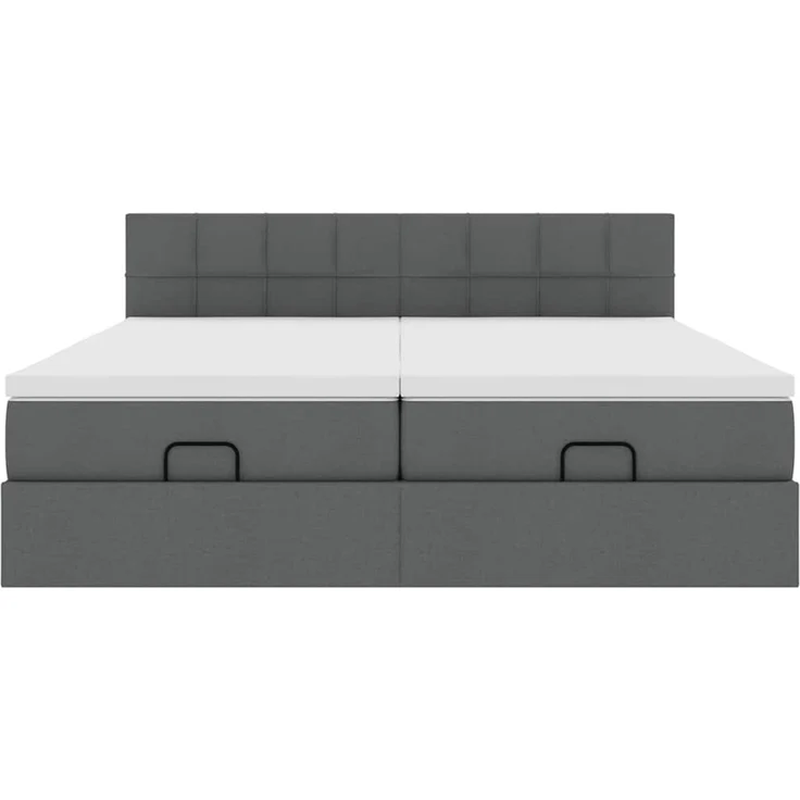 vidaXL Ottoman-Bett mit Matratzen Dunkelgrau 200x200 cm Stoff 3312002 – Bild 5