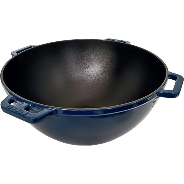 Kasan ROBARI Wok ASIA 12 Liter mit Deckel aus Gusseisen emailliert blau – Bild 2