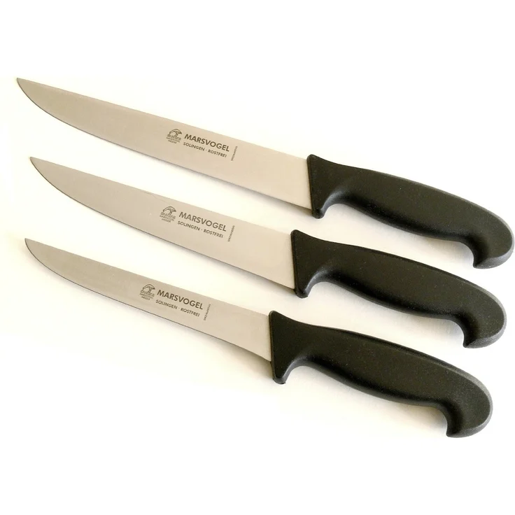 Marsvogel | Metzgermesser Set | 3-tlg | schwarz | ideal für präzises Schneiden | ergonomische Griffe | Rasiermesserqualität – Bild 1