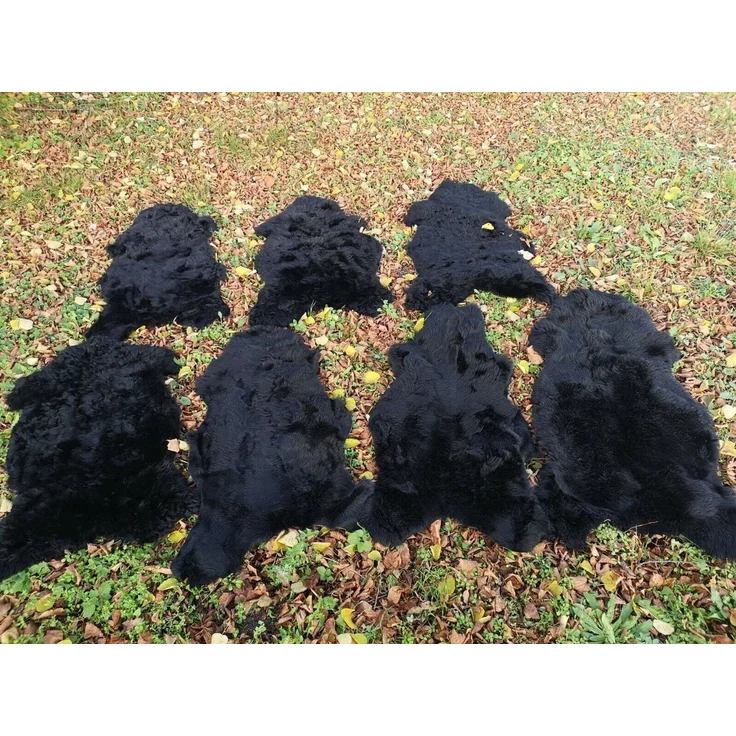 Provellus Fellteppich Echte Öko Schaffelle Lammfell Schwarz Bis 140 cm 2. Wahl, 30x30cm rund – Bild 2
