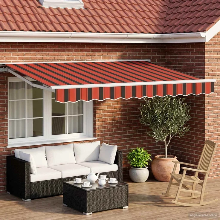 vidaXL Manuell einziehbare Markise Orange, Schwarz und Gelb 3 x 2,5 m 3420215 – Bild 1
