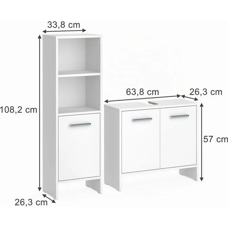 Badezimmermöbel-Set Karli Weiß 2-teilig Vicco – Bild 2