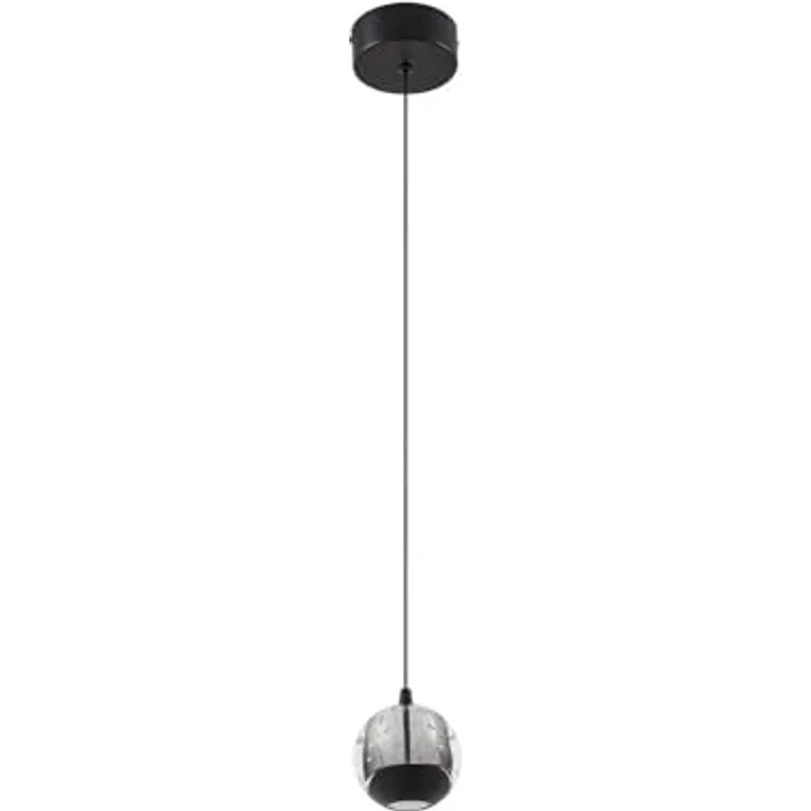 Lucande LED-Pendellampe Hayley, schwarz, 1-flg., Glas, energiesparende LED mit 3000 K Lichtfarbe