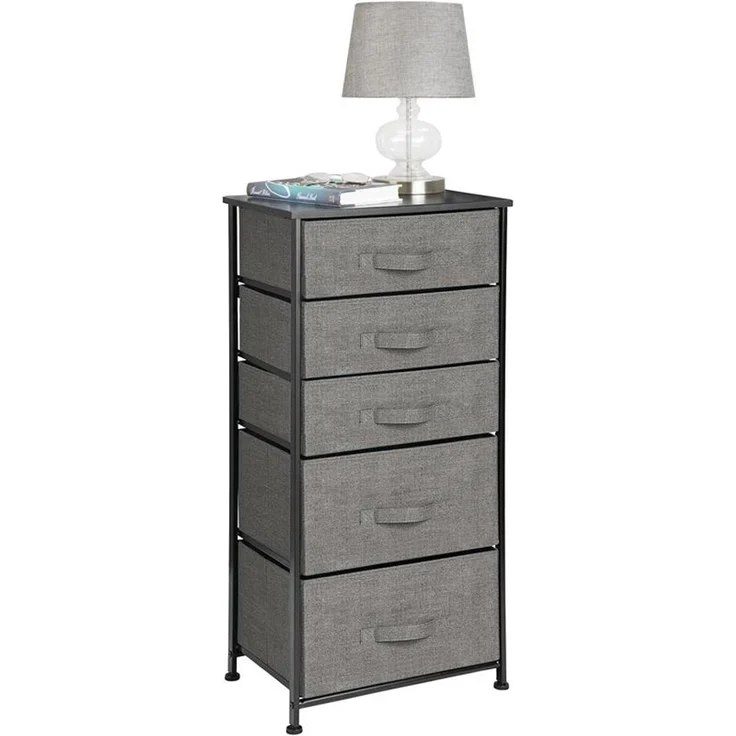 mDesign Kommode mit 5 Schubladen - Schrank Organizer - Stoffregal grau schwarz – Bild 7