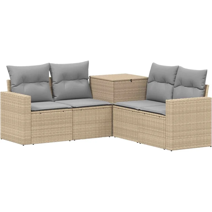 vidaXL Sofa Set 5 stk. Beige und Hellgrau Polyrattan und Stahl 3447865 – Bild 2