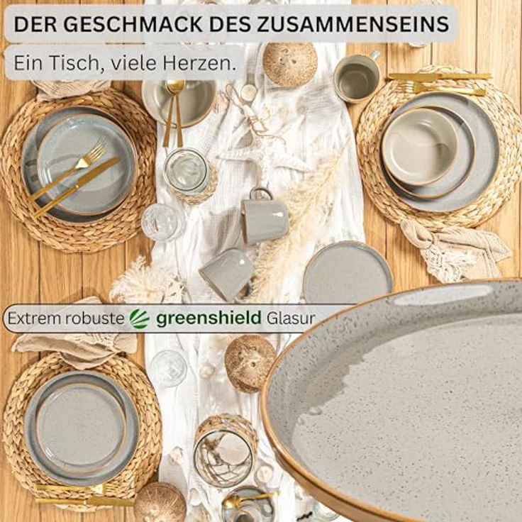 Sänger Rio Perlgrau Speiseteller Set, 4 Teller aus kratzfester Keramik, Ø 27 cm, mikrowellen- und spülmaschinenfest – Bild 3