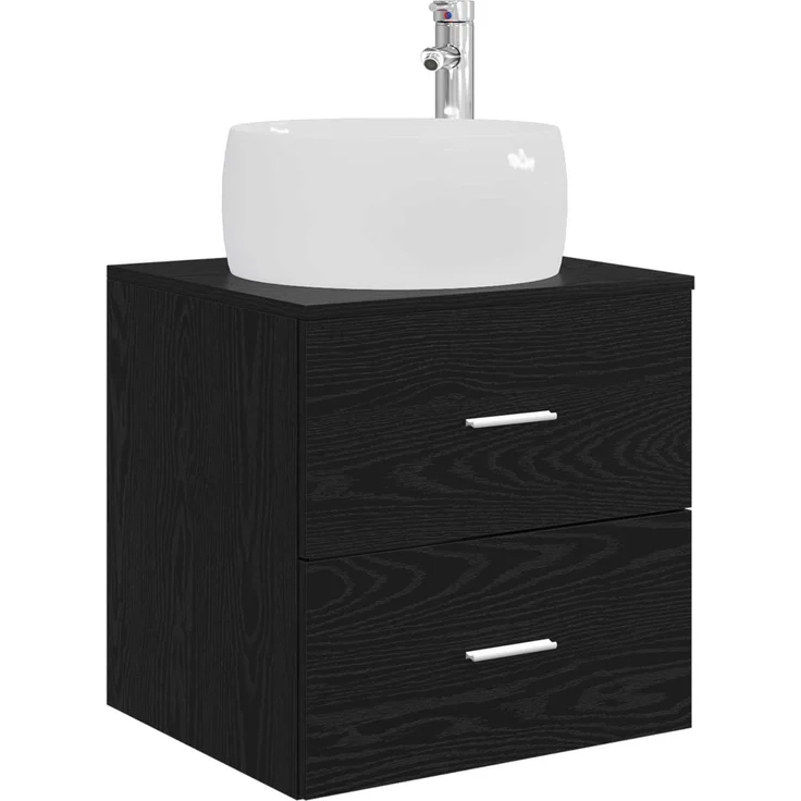 vidaXL Wandmontierter Waschbeckenunterschrank Schwarz Eichen-Optik 890311 – Bild 2