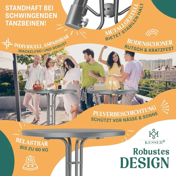 KESSER® Gastro Stehtisch klappbar - Gastronomie Bistrotisch rund - Wetterbeständiger Klapptisch Gartentisch - Runder Partytisch - Hitzebeständig - Stabil und sicher Anthrazit, Ø 60 cm, 2er Set – Bild 5