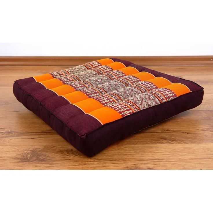 livasia Sitzkissen Sitzkissen 35 cm, vegan und handgefertigt, 35 x 35 x 6 cm, Kapok