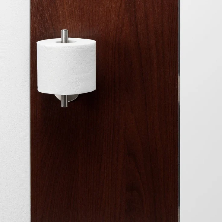 Fackelmann FUSION Toilettenpapierhalter + Bevorrater, Edelstahloptik – Bild 2