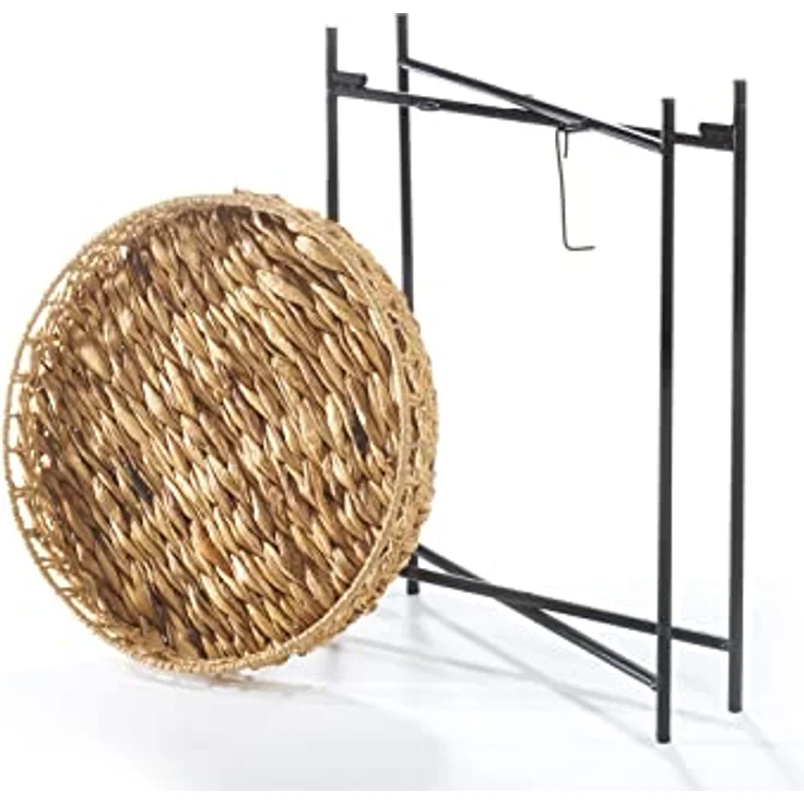 Kobolo Beistelltisch Dekotisch TEATIME aus Wasserhyazinthe und Metall (schwarz und natur, 1-St, Gestell und Tablett) – Bild 3