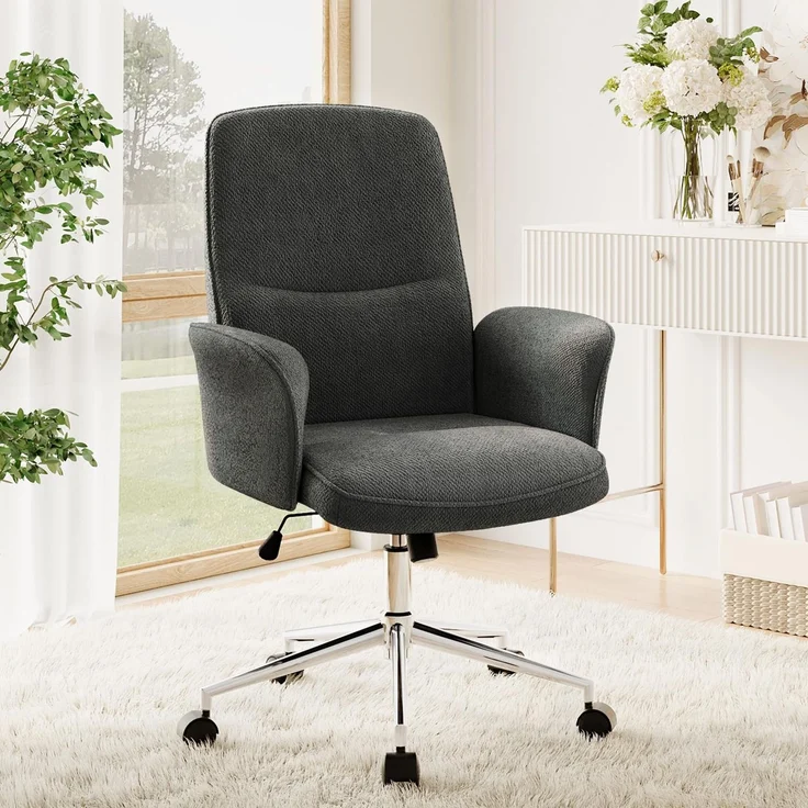 COLAMY High Back Shell-förmigen Bürostuhl, Moderne ergonomische Home Computer Schreibtischstuhl mit Einstellbarer Höhe, Swivel Rolling Lounge Task Chair für Erwachsene Arbeiten/entspannen, Dunkelgrau