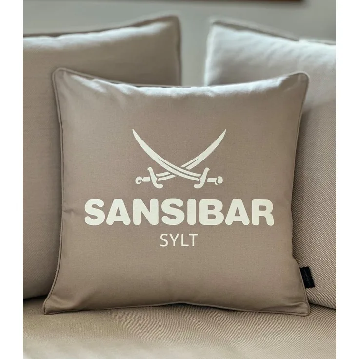 Sansibar Sylt Kissenhülle Kissenbezug Sansibar Sylt Kissenhülle, Sansibar Logo Druck, 45x45 cm, mit Logo-Schriftzug, mit verdecktem Reißverschluss