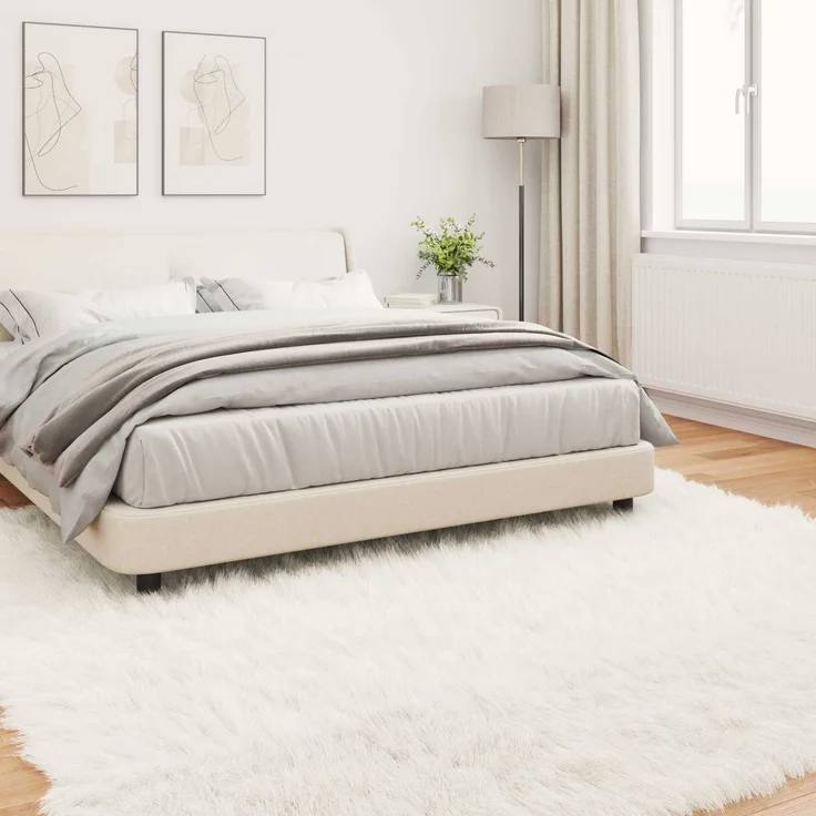vidaXL Kunstschaffell Teppich Tafalla Weiß 200 x 200 cm Polyester 42021467 – Bild 3