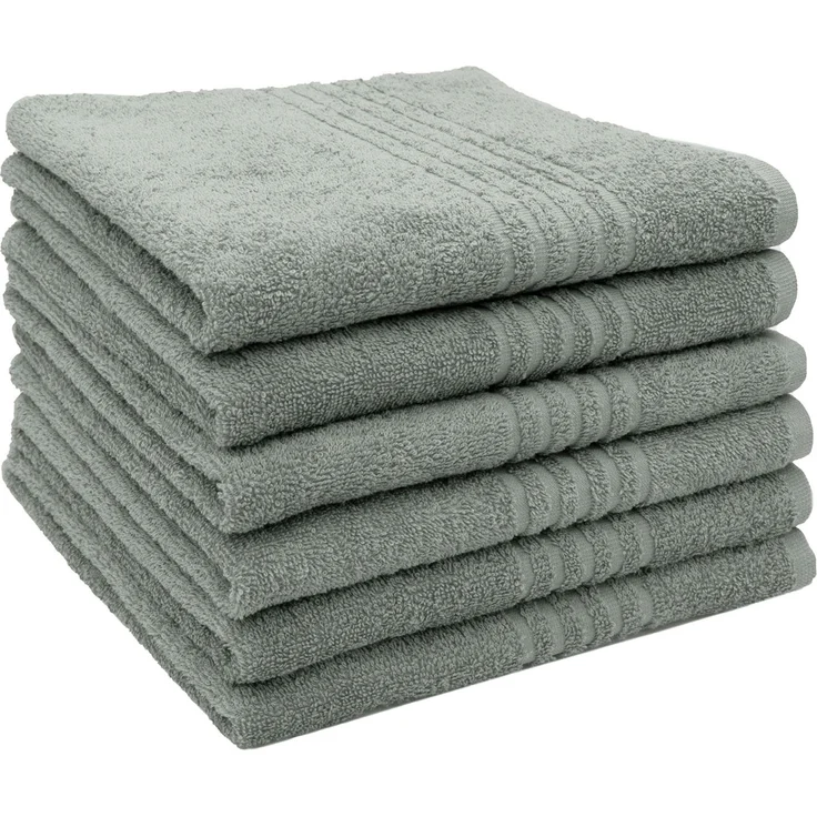 ZOLLNER 6er Set Handtücher, Baumwolle, 50x70 cm , grau – Bild 1
