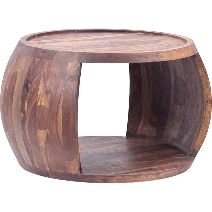 FineBuy Couchtisch Sheesham Massivholz rund 60cm · Wohnzimmertisch mit Ablagefach · Handgefertigter Sofatisch aus Echtholz im natürlichen Landhaus Design – Bild 6