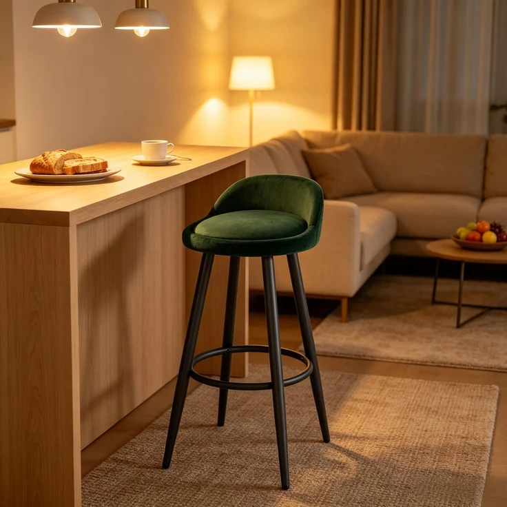 Moderne Küchenhocker,Bequemer Tisch Stuhl,Bar Hocker,Essstühl,Chatten Hocker(nur mit 1Pcs Hocker)--Dunkelgrün--36.5x36.5x78.5cm--YOUDENOVA – Bild 5