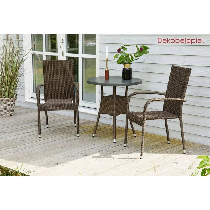 LC Garden Stapelstuhl Lübeck Stapelstuhl braun Armlehnstuhl Balkonstuhl