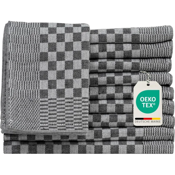 Müskaan Luxus Grubentücher, 10er Set, 210 g/m², 75g, 100% Baumwolle schwarz, 50x70 cm