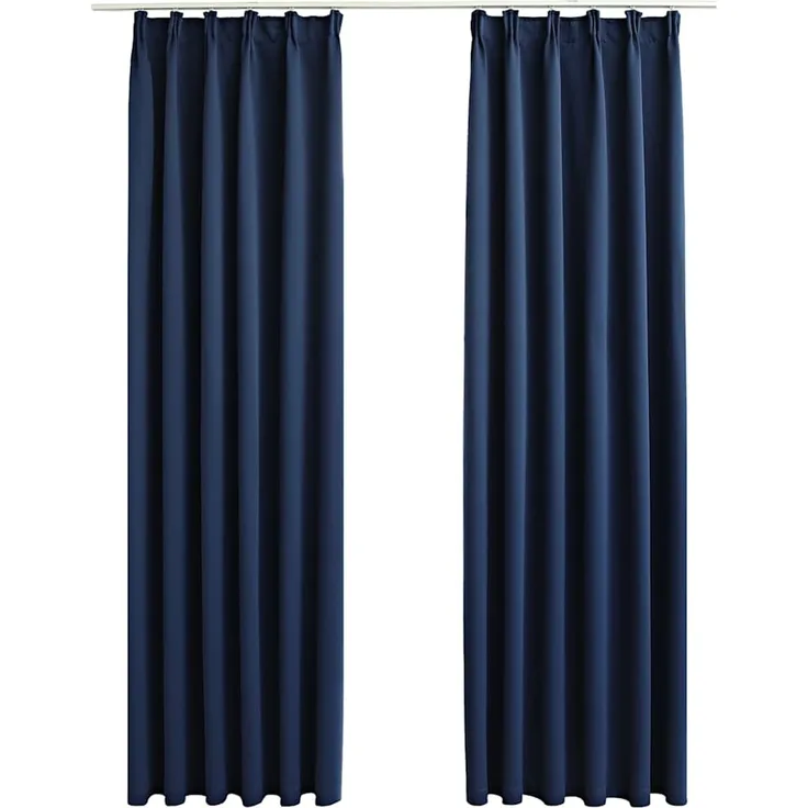Verdunkelungsvorhänge | für Wohnzimmer & Schlafzimmer mit Haken 2 Stk. Blau 140x175cm