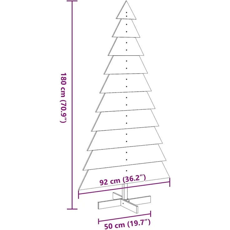 vidaXL Weihnachtsbaum zum Schmücken Weiß 180 cm Massivholz Kiefer 858196 – Bild 7