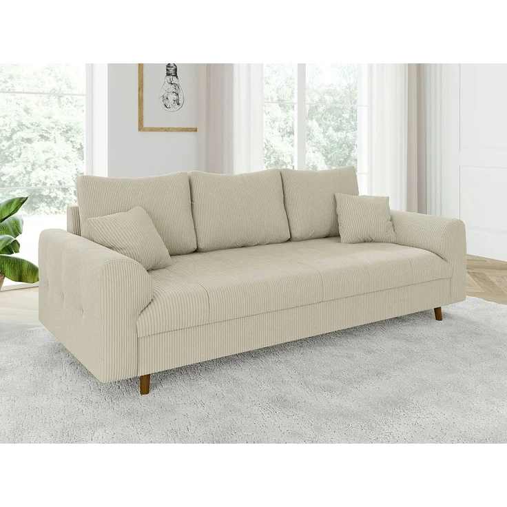 S-Style Möbel 3-Sitzer Sofa Zara mit Holzfüßen im skandinavischen Stil aus Cord-Stoff, mit Wellenfederung – Bild 5