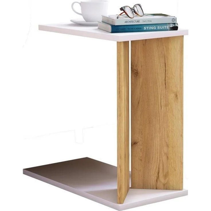 VCM Beistelltisch & Couchtisch Nachto 919241 Weiß / Honig-Eiche H. 49 x B. 25 x T. 50 cm – Bild 4