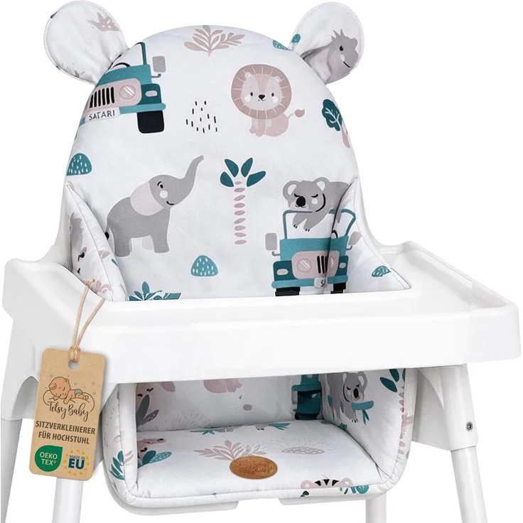 Sitzkissen für Hochstuhl faltbar Sitzverkleinerer – Baby Kissen Sitzauflage Stützkissen für Ikea Antilop Kinderstuhl und Babystuhl – handgemacht wasserabweisend Afrika