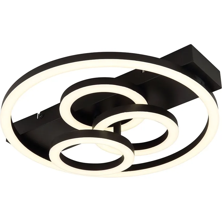 LED Deckenleuchte, Metall, Schwarz, Dimmbar, Memory, Fernbedienung