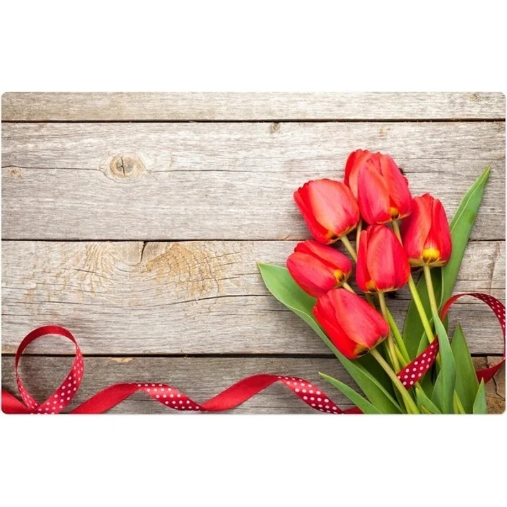 matches21 HOME & HOBBY Platzset Abwaschbare Tischsets 4er Set Tulpen Blumen & Holz-Optik, (4-St), Platzsets als Tisch-Untersetzer und Tisch-Deko für Esstisch Teller – Bild 2